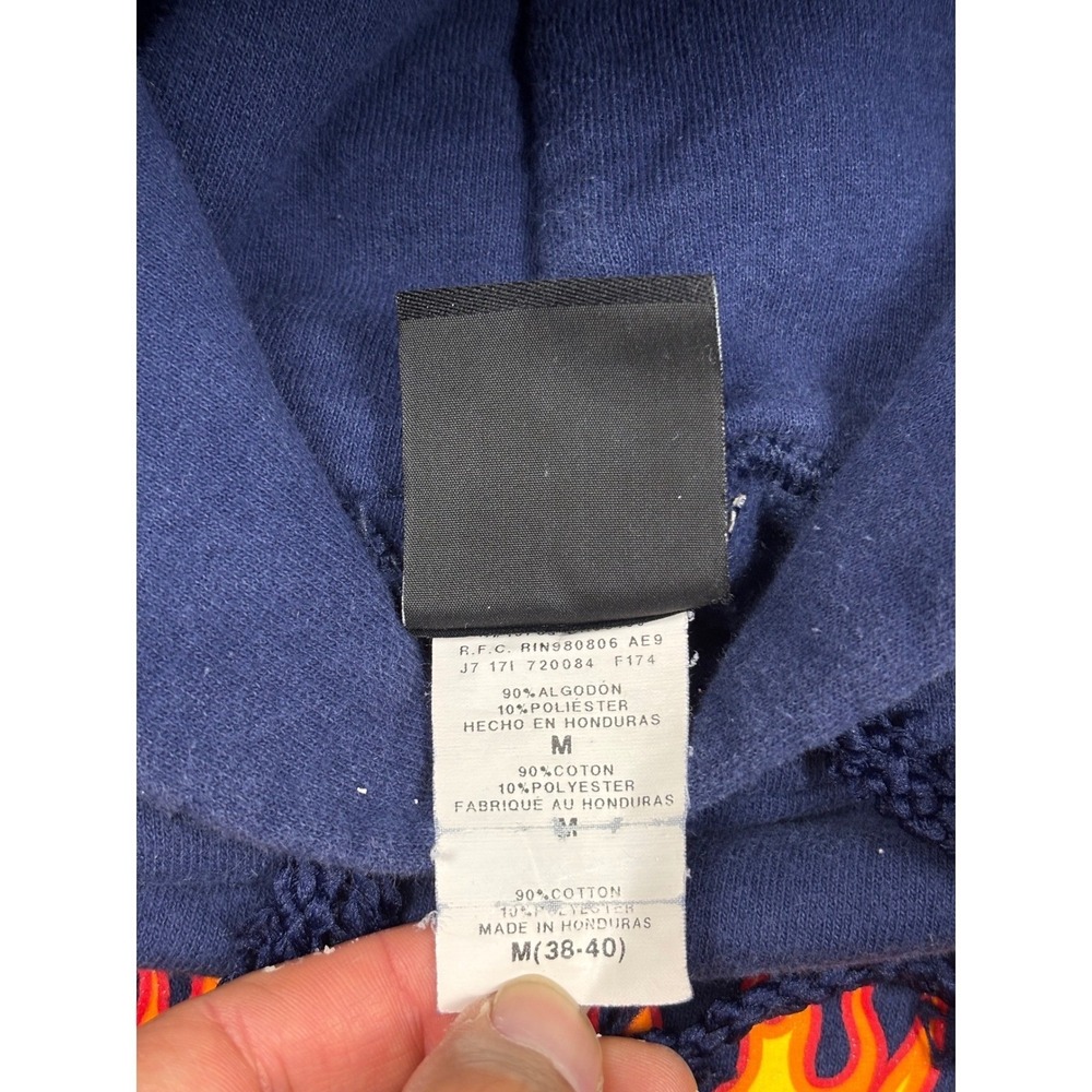 Thrasher Magazine Flame Logo Hoodie Mens Medium Navy Blue Skate Sweatshirt - Picture 3 of 8